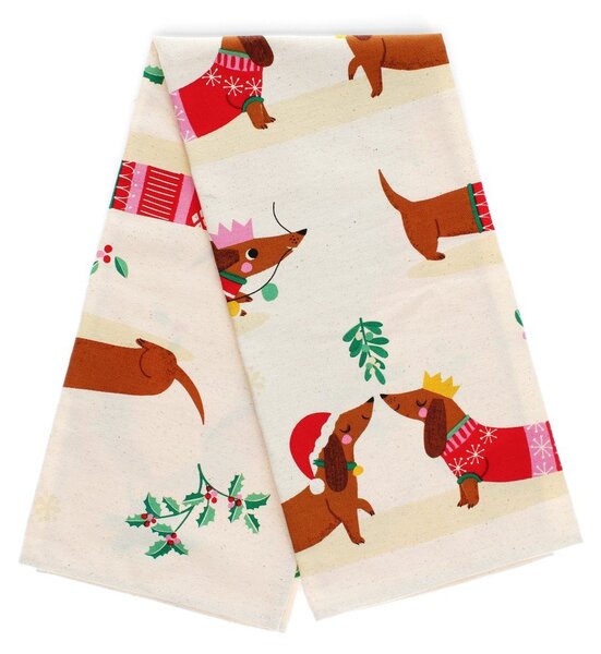 Bombažna kuhinjska krpa 70x50 cm Festive Sausage Dog – Rex London