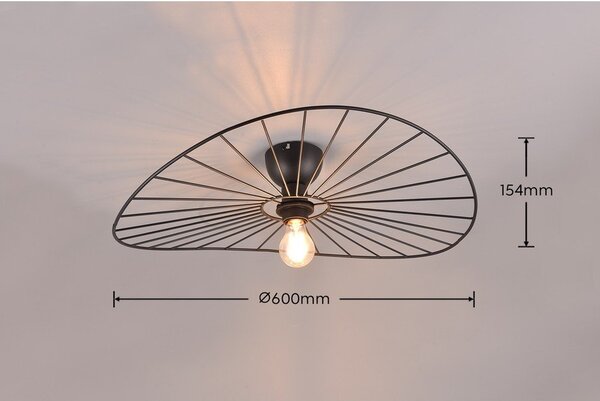 Mat črna stropna svetilka ø 60 cm Chapeau – Reality