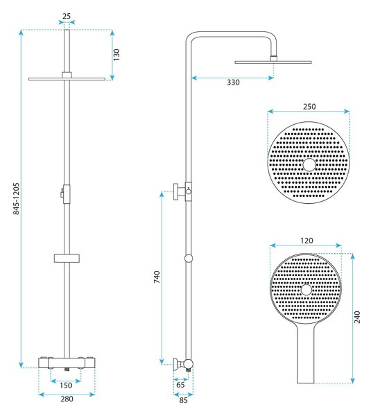 Tuš set s termostatom Rea Drop Brush Copper