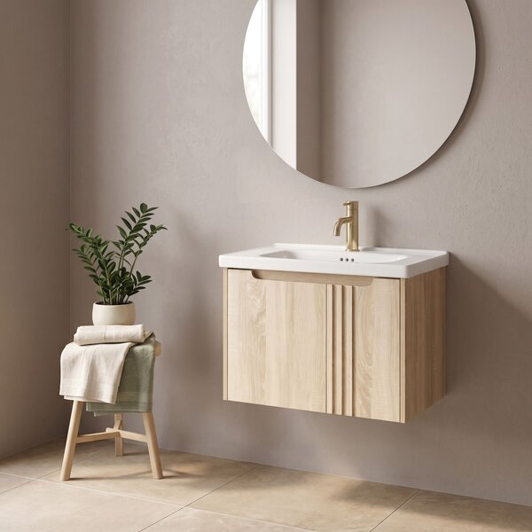 Kopalniška omarica z umivalnikom Rea Rivo DB86-60L-3 Light 60cm
