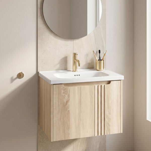 Kopalniška omarica z umivalnikom Rea Rivo DB86-60L-3 Light 60cm
