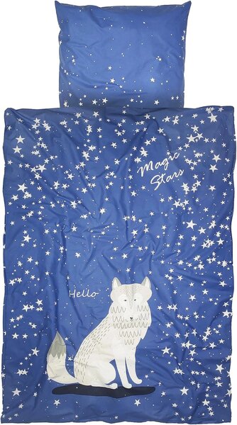 Svetleča bombažna posteljnina za posteljico MAGIC STARS modra Dimenzije posteljnine: 40 x 60 cm | 100 x 135 cm
