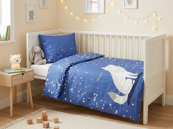 Svetleča bombažna posteljnina za posteljico MAGIC STARS modra Dimenzije posteljnine: 40 x 60 cm | 100 x 135 cm
