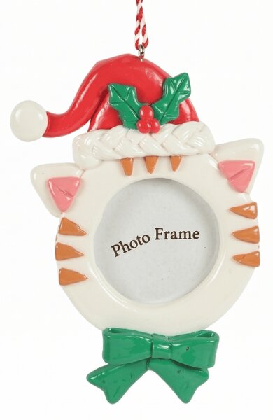 Božični okrasek okvir za fotografijo BEST FRIEND 12 cm, mucka