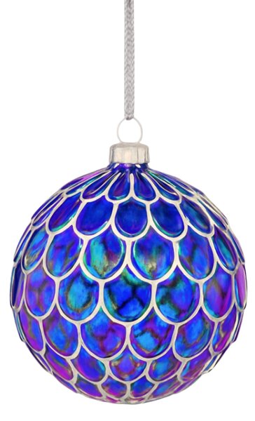 Stekleni božični okrasek ENCHANTED 10 cm, moder