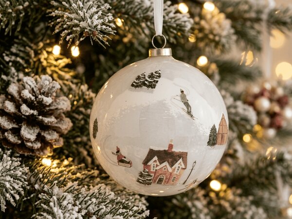Božični okrasek WINTERLY 8 cm, bela