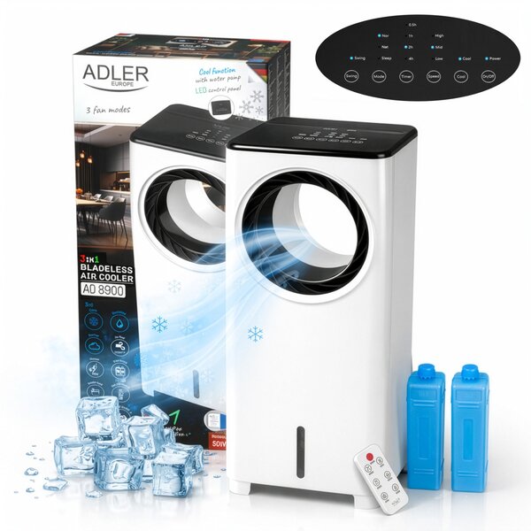Prenosna 3v1 vodna klimatska naprava daljinec 4L 80W touch 360° kroženje zraka