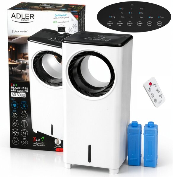 Prenosna 3v1 vodna klimatska naprava daljinec 4L 80W touch 360° kroženje zraka