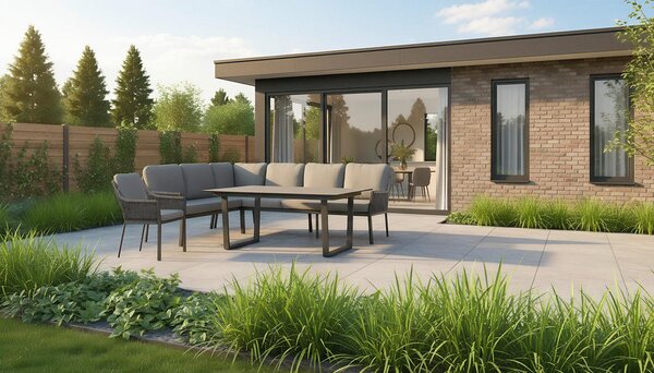 LOUNGE GARNITURA gladka tkanina aluminij