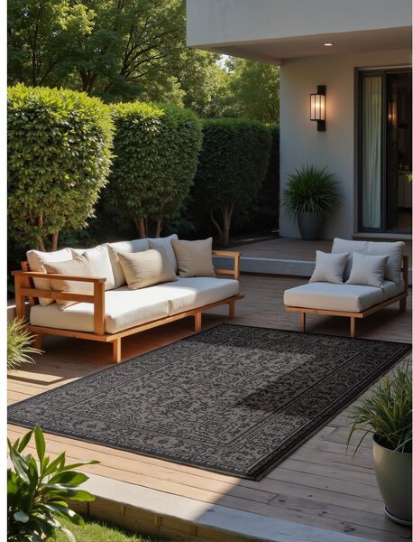 Črno-bela notranja in zunanja preproga 200x290 cm Duet Kona – NORTHRUGS