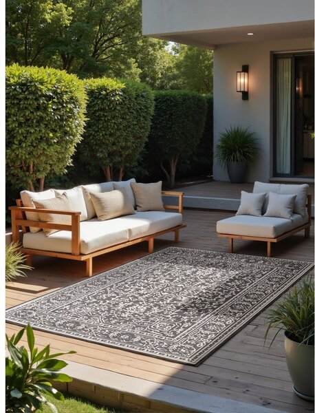 Črno-bela notranja in zunanja preproga 200x290 cm Duet Kona – NORTHRUGS
