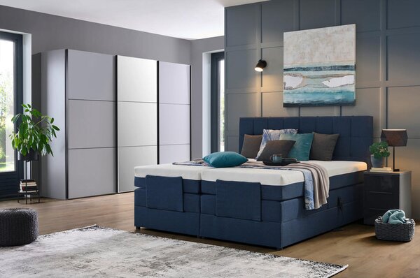 POSTELJA BOXSPRING 180 cm x 200 cm , tekstil modra