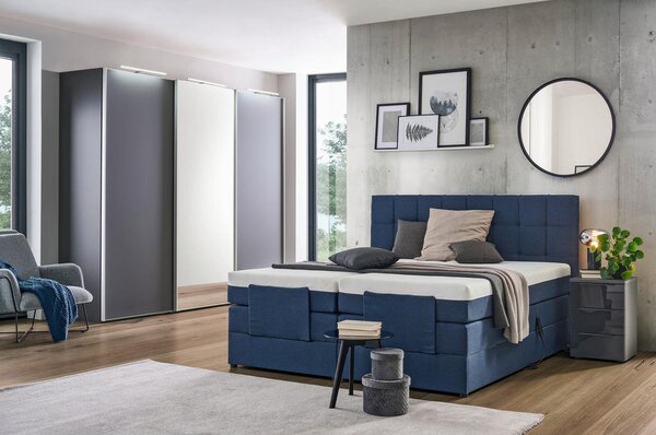 POSTELJA BOXSPRING 180 cm x 200 cm , tekstil modra