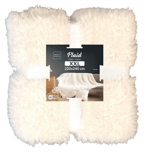 Kremno bela odeja iz umetnega krzna 220x240 cm Mouton – douceur d'intérieur
