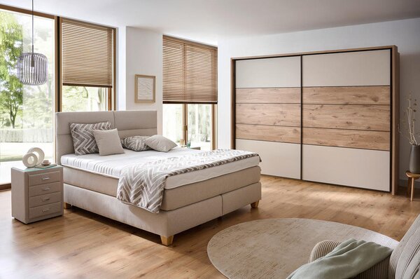 BOXSPRING POSTELJA 180 cm x 200 cm , tekstil bež