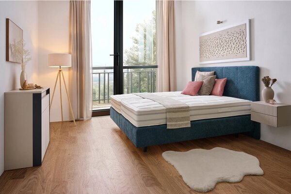POSTELJA BOXSPRING 180 cm x 200 cm , tekstil modrosiva