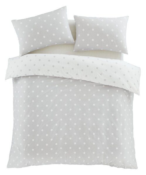 Bela/siva enojna flanelna posteljnina 135x200 cm Polka Dot – Catherine Lansfield