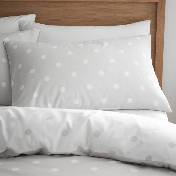 Bela/siva enojna flanelna posteljnina 135x200 cm Polka Dot – Catherine Lansfield