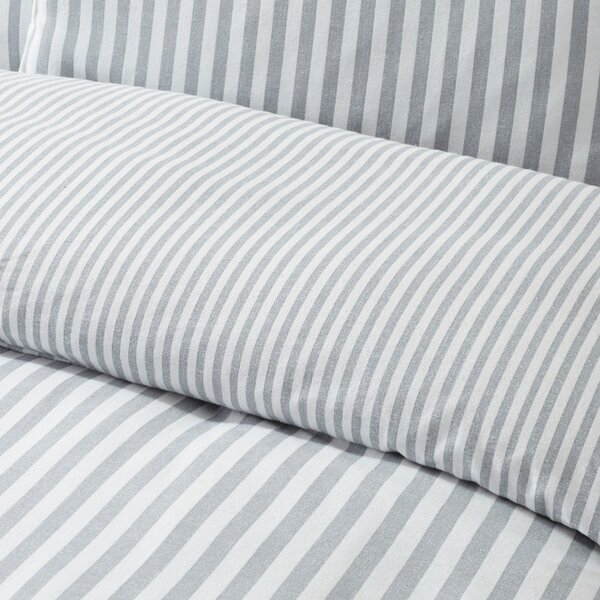 Siva enojna flanelna posteljnina 135x200 cm Stripe – Catherine Lansfield