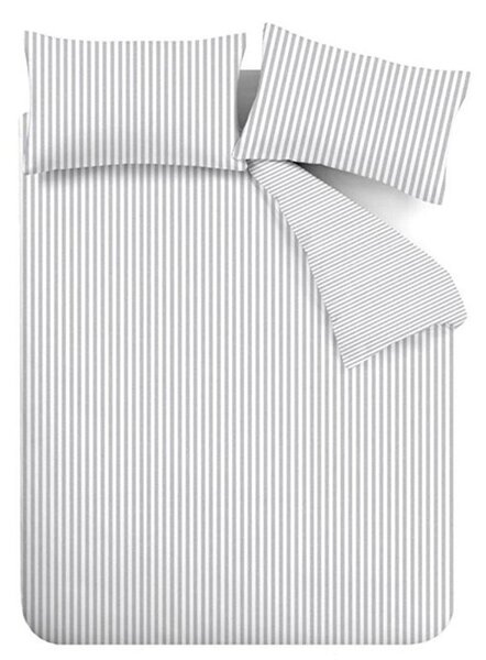 Siva enojna flanelna posteljnina 135x200 cm Stripe – Catherine Lansfield