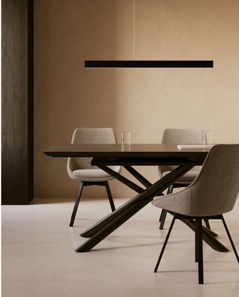 Mat črna LED stropna svetilka 5.5x101 cm Boadella – Kave Home