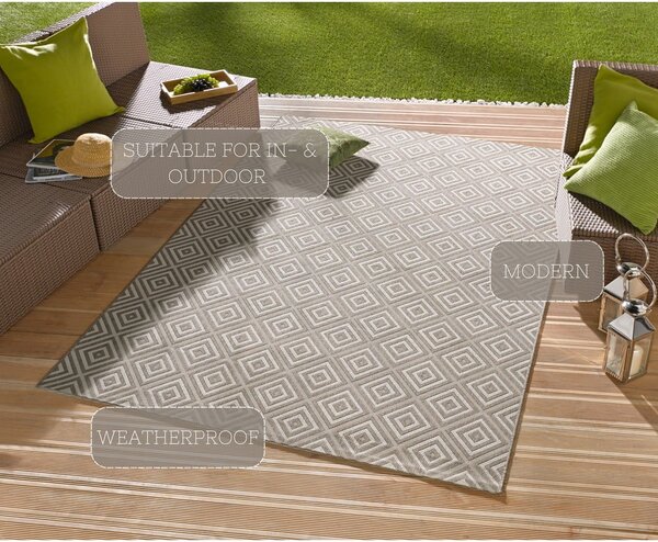 Siva zunanja preproga NORTHRUGS Karo, 80 x 150 cm