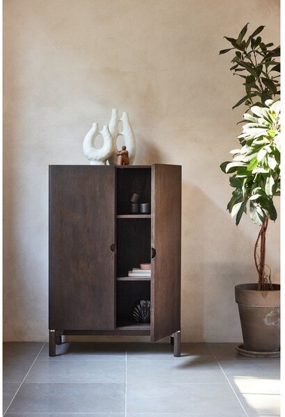 Temno rjava omarica v hrastovem dekorju 90x130 cm Arun – Unique Furniture