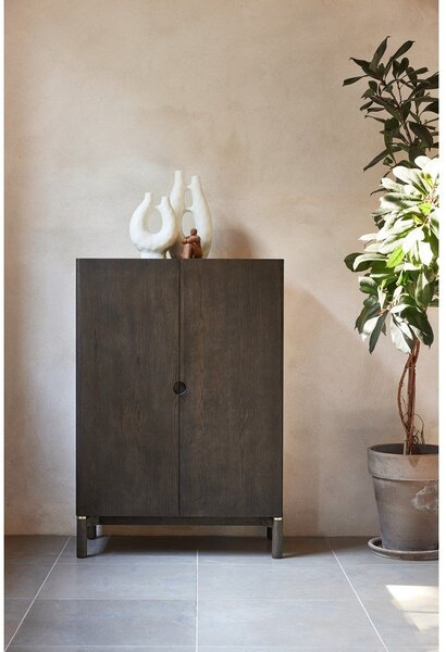 Temno rjava omarica v hrastovem dekorju 90x130 cm Arun – Unique Furniture