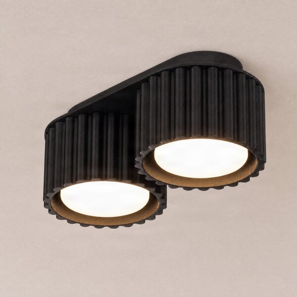 SOLLUX LIGHTING Stropna svetilka Aura 2, črna, z dvema kriloma, dolžina 21 cm, GX53, zatemnjen, Črna, Hodnik, Aluminij, Sodobni
