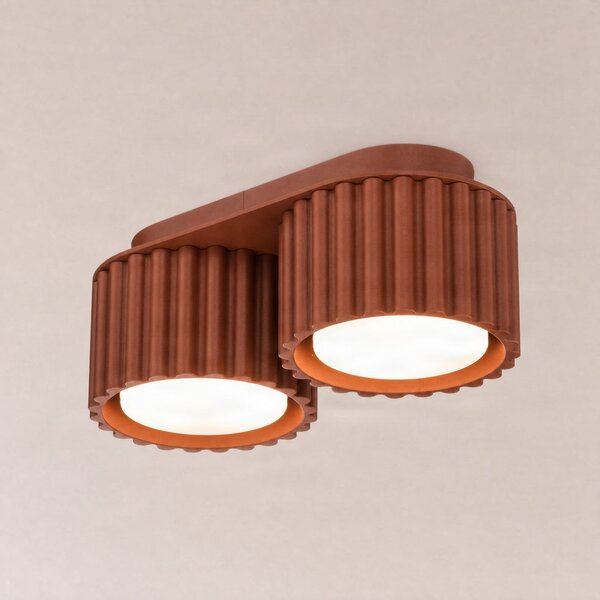 SOLLUX LIGHTING Stropna svetilka Aura 2, terakota, 2-žarilna, dolžina 21 cm, GX53, zatemnjen, Rdeča, Hodnik, Aluminij, Sodobni