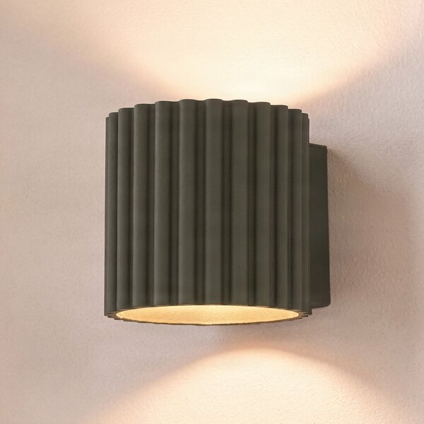 SOLLUX LIGHTING Stenska svetilka Aura, olivno zelena, Ø 10 cm, G9, svetloba navzgor/navzdol,, zatemnjen, Zelena, Hodnik, Aluminij, Sodobni