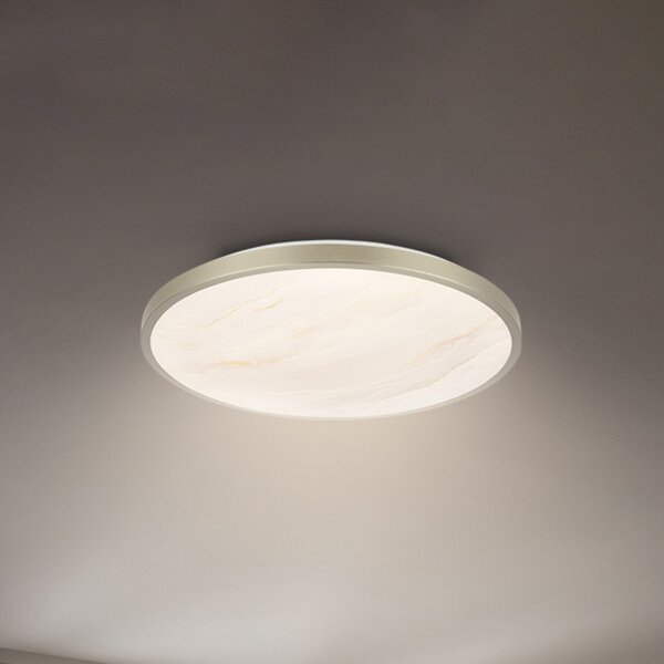 Briloner LED-stropna svetilka Competo, 3.000 K, premer 33 cm, mat nikljev, Bež, Študija / pisarna, Plastika, Sodobni