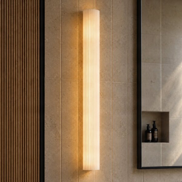 Lucande LED-stenna svetilka za kopalnico Victoire, 70 cm, bela/krom, CCT, Bela, Kopalnica, Steklo, Sodobni