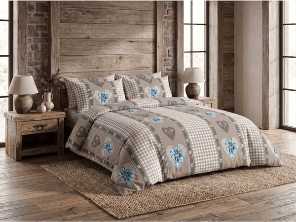 Krep posteljnina HEART RETRO POLY rjava Dimenzije posteljnine: 2 kom 70 x 90 cm | 200 x 220 cm