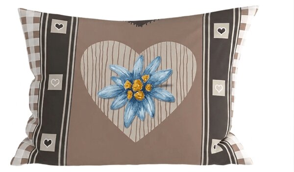 Polibombažna prevleka za vzglavnik HEART RETRO POLY 50x70 cm, rjava