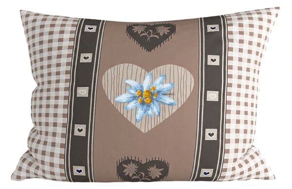 Polibombažna prevleka za vzglavnik HEART RETRO POLY 70x90 cm, rjava
