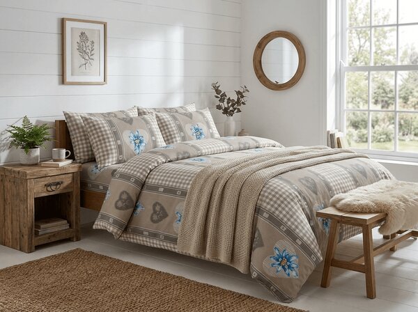 Krep posteljnina HEART RETRO POLY rjava Dimenzije posteljnine: 2 kom 70 x 90 cm | 200 x 220 cm