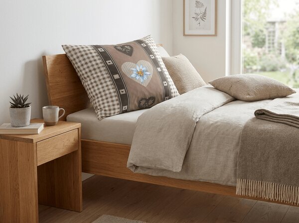 Polibombažna prevleka za vzglavnik HEART RETRO POLY 70x90 cm, rjava