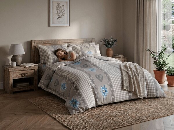 Krep posteljnina HEART RETRO POLY rjava Dimenzije posteljnine: 2 kom 70 x 90 cm | 200 x 220 cm