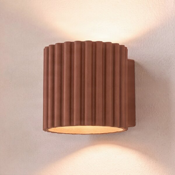 SOLLUX LIGHTING Stenska svetilka Aura, terakota, Ø 10 cm, G9, svetloba navzgor/navzdol, aluminij, zatemnjen, Rdeča, Hodnik, Aluminij, Sodobni