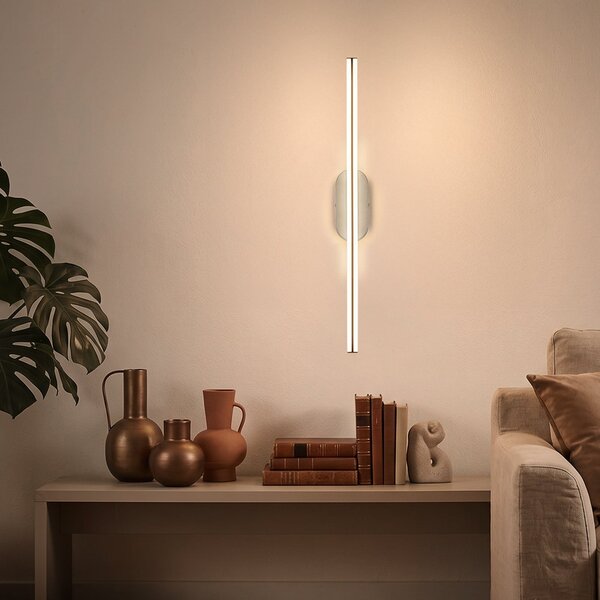 Briloner LED-stenna svetilka Ruth, svetlo siva/rjava, višina 60 cm, 3.000 K, Siva, Hodnik, Kovina, Sodobni