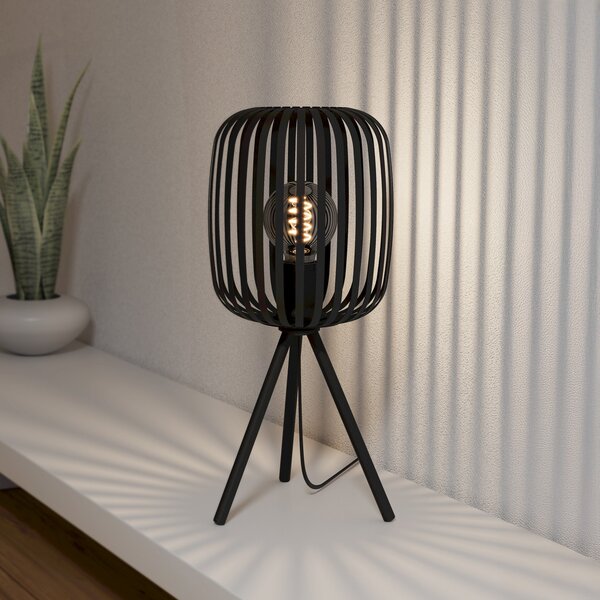 EGLO Namizna svetilka Romazzina, črna, višina 44 cm, kovina, E27, Črna, Dnevna soba / jedilnica, Kovina, Sodobni, Tripod