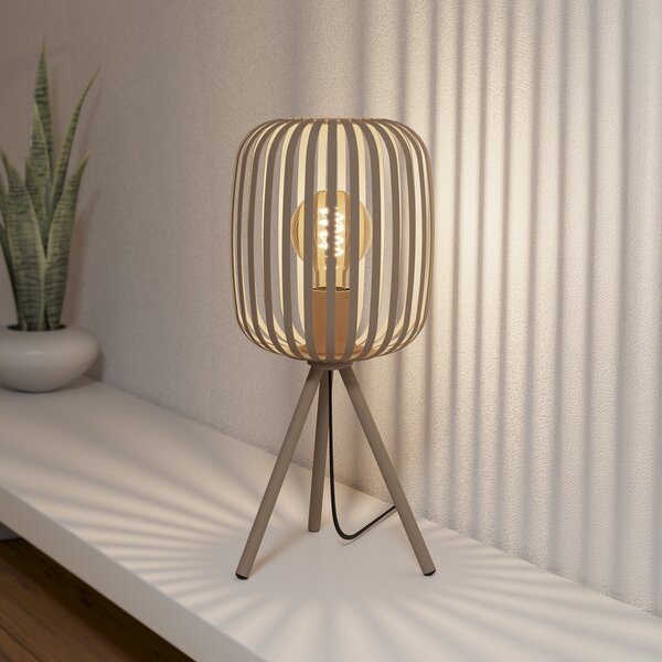 EGLO Namizna svetilka Romazzina, bež, višina 44 cm, kovina, E27, Bež, Dnevna soba / jedilnica, Kovina, Sodobni, Tripod