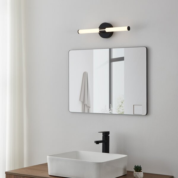 EGLO LED stenska svetilka Ramola, črna, širina 45 cm, IP44, CCT, Črna, Kopalnica, Kovina, Sodobni