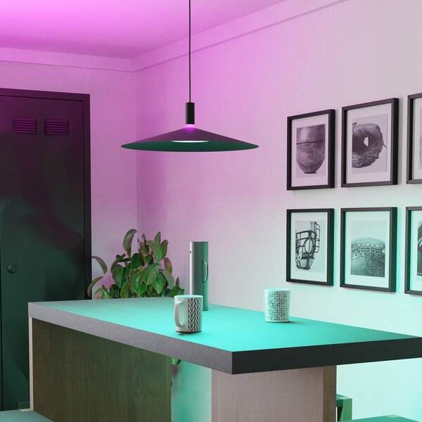 EGLO LED-Smart-visoka svetilka Conomavilla-Z, črna, Ø 45 cm CCT RGB, zatemnjen, Črna, Dnevna soba / jedilnica, Kovina, Sodobni