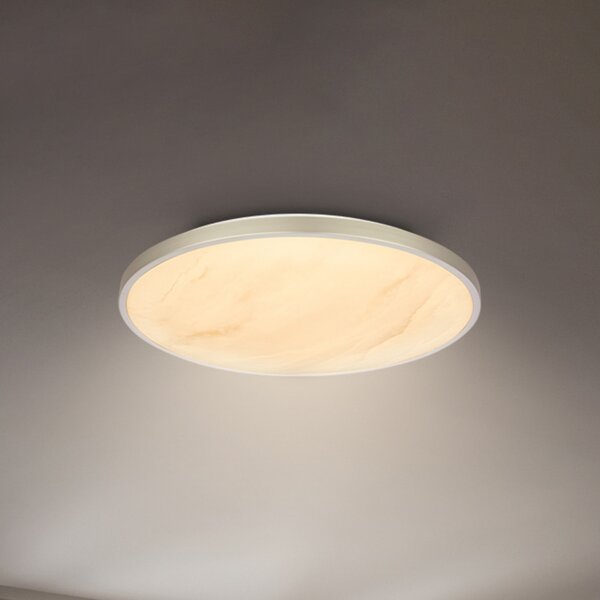 Briloner LED-stropna svetilka Competo, CCT, premer 38 cm, mat nikljev, zatemnjen, Bež, Študija / pisarna, Plastika, Sodobni