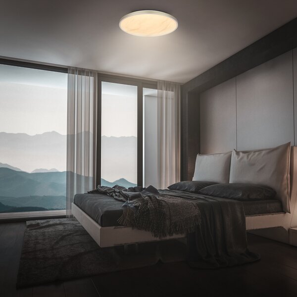 Briloner LED-stropna svetilka Competo, CCT, premer 38 cm, mat nikljev, zatemnjen, Bež, Študija / pisarna, Plastika, Sodobni