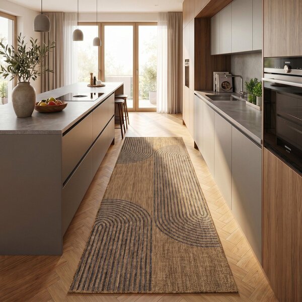 Črn/rjav zunanji in notranji tekač 80x250 cm Mira 1453 – Ayyildiz Carpets