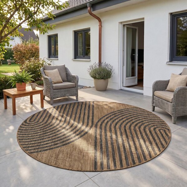 Črna/rjava okrogla notranja in zunanja preproga ø 80 cm Mira 1453 – Ayyildiz Carpets