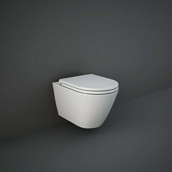 RAK Ceramics Feeling Stenski WC (Izpiranje brez roba, Brez posebne glazure, Oblika splakovanja: Globok, WC odtok: Vodoravno, Bele barve, Mat)